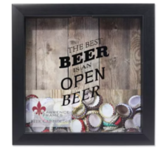 Black Shadow Box Famed Beer Cap Holder Wall Hanging - 10&quot; x 10&quot; - £30.46 GBP