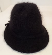 Made in Italy Black Wool &amp; Mohair Bucket Hat W Bow OSFM - $19.80
