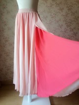 Blush Pink Side Split Chiffon Maxi Skirt Women Custom Plus Size Chiffon Skirt image 1