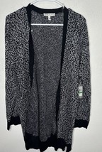 Chaus Deco Nouveau Rich Black Animal Print Longline Cardigan Sweater Size Large - $44.99