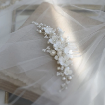 Exquisite White Porcelain Pearl Bridal Hair Accessories for Elegant Brides - £46.70 GBP