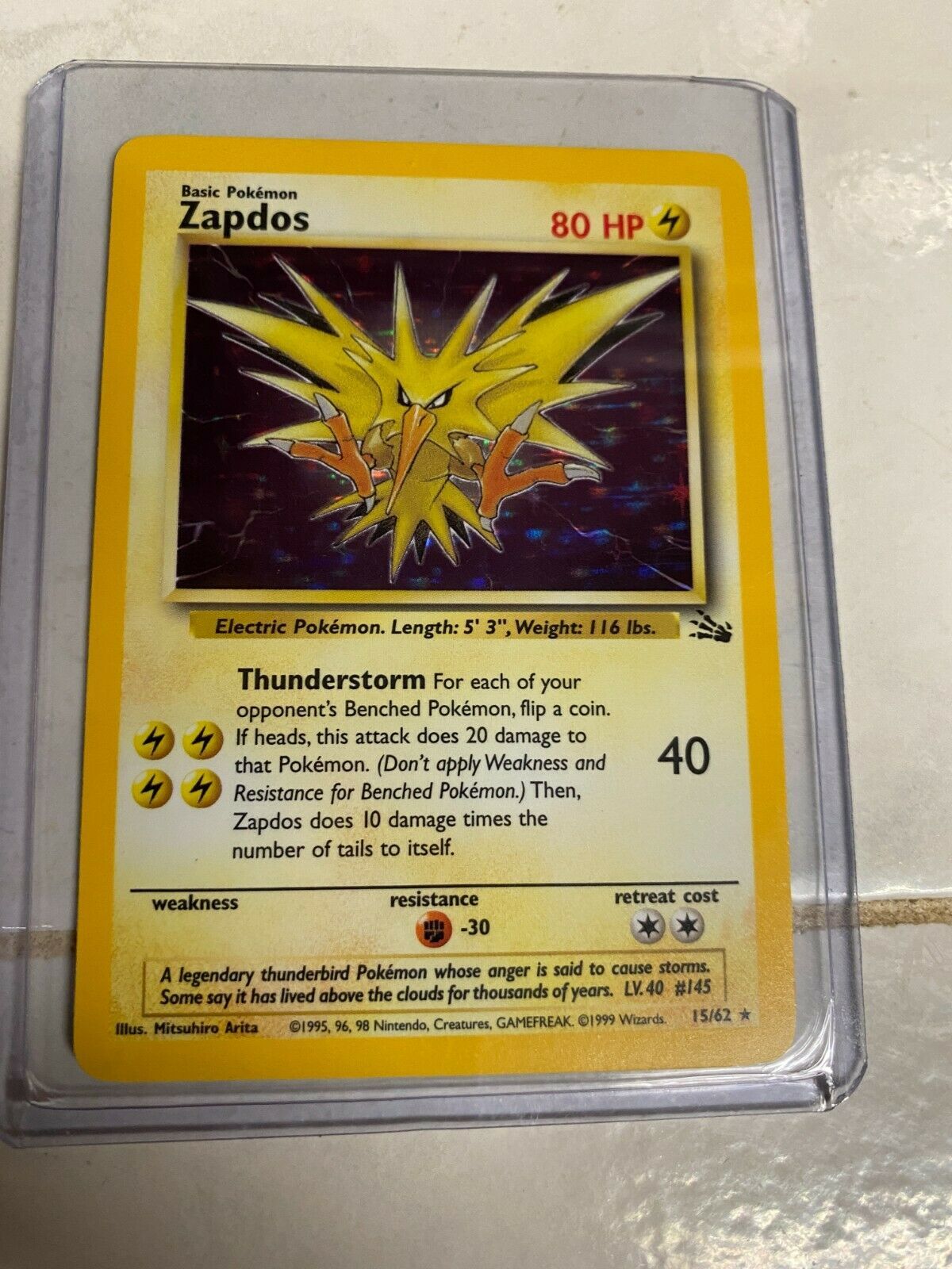 Primary image for Zapdos 15/62 - Pokémon TCG Fossil Set Rare Holo