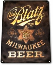 Blatz Beer Milwaukee Weathered Retro Logo Decor Bar Man Cave Large Metal... - $21.95
