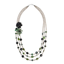 Delightful Green Bouquet of Stone &amp; Shell Multi-Strand Beaded Necklace - £48.99 GBP