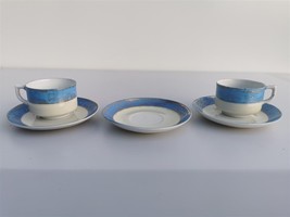 Vintage Lot Blue and Gold AIYO China 2 Cups &amp; 3 Saucers Made in Occupied Japan - £29.26 GBP