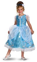 Disney Cinderella Princess Sparkle Deluxe Polyester Girls Costume Blue/White - £31.41 GBP