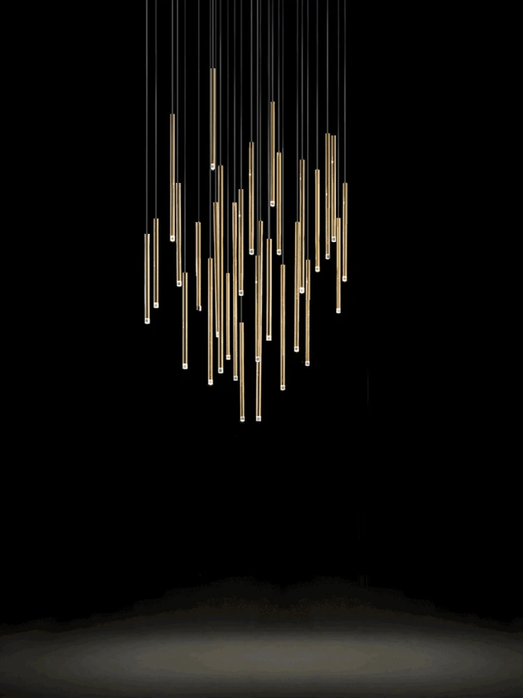 Crystal Cylinder Chandelier Copper Long Tube Lamp Modern Living Room Cha... - £65.38 GBP+