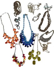 All J.Crew 12 PC Statement Brulee Necklace Lot Colorful Bass Chains Crys... - $356.40