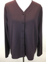 S15 Eileen Fisher Sz M Made In USA 100% Wool Brown Cardigan Sweater - £13.32 GBP