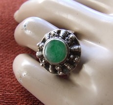 Gorgeous Vintage Asian Silver and Jade Ring with Adjustable Band - $1,907.72 MXN