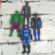Marvel Avengers Mattel Action Figures Lot of 4 Hulk Capt America 6.5&quot; - £23.39 GBP