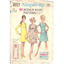 Vintage Sewing PATTERN Simplicity 8027, Misses 1968 Bonus Basic A-Line D... - $17.42