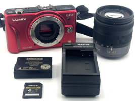 Panasonic Lumix Dmc GF2 Digital Camera Red 12.1MP Kit 14-42mm Ois Lens Tested - £218.98 GBP