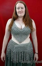Aluminum Chainmail Bra + Skirt , Girl clothing Viking Top Bikini Sexy Style - £65.36 GBP+