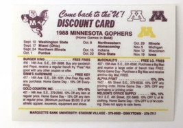 Vintage 1989 University of Minnesota Discount Card Unusable Ephemera - $15.00