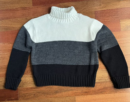 Vintage 90s Y2K Dress Barn Turtleneck Sweater Colorblock Size Petite Large USA - £14.99 GBP