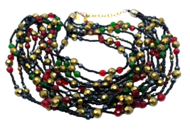 Joan Rivers Multi Strand Beaded Torsade Necklace Vintage 35” Red Green G... - £37.36 GBP