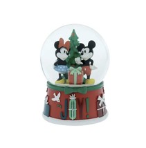 Disney 100 Mickey Minnie Holiday Snow Globe 100mm Plays Jingle Bells - $29.37