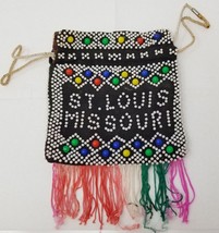 Beaded Clutch Bag St. Louis Missouri Colorful Handmade Vintage 1960s Hong Kong - £14.62 GBP