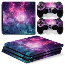 For PS4 PRO Console &amp; 2 Controllers Galaxy Space Vinyl Skin Wrap Decal - $14.97