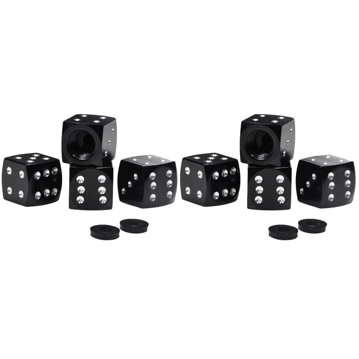 8 PCS  Dice Shape Automobile Motorcycle Colorful Aluminum Alloy Dust Caps (Black - $51.69