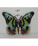 4&quot; x 5&quot; Wall Hanging Plaque Tin Butterfly Yellow Green Gift - $20.24 CAD