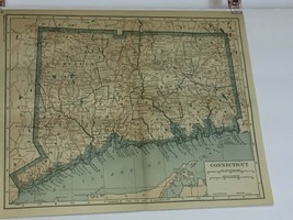 Antique Colored Map Of Connecticut, Usa. Dated 1921 - £13.38 GBP