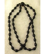 Antique Victorian West German 19&quot; Double Strand Mourning Necklace  - $98.01