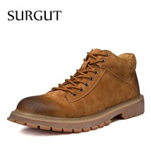 SURGUT Brand New High Quality Men Working Shoes Male Retro Sewing Lace-Up Comfor - £60.63 GBP
