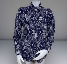 Wrangler Western Pearl Snap Shirt Womens M Retro Blue Bandana Long Sleev... - $446.98 MXN