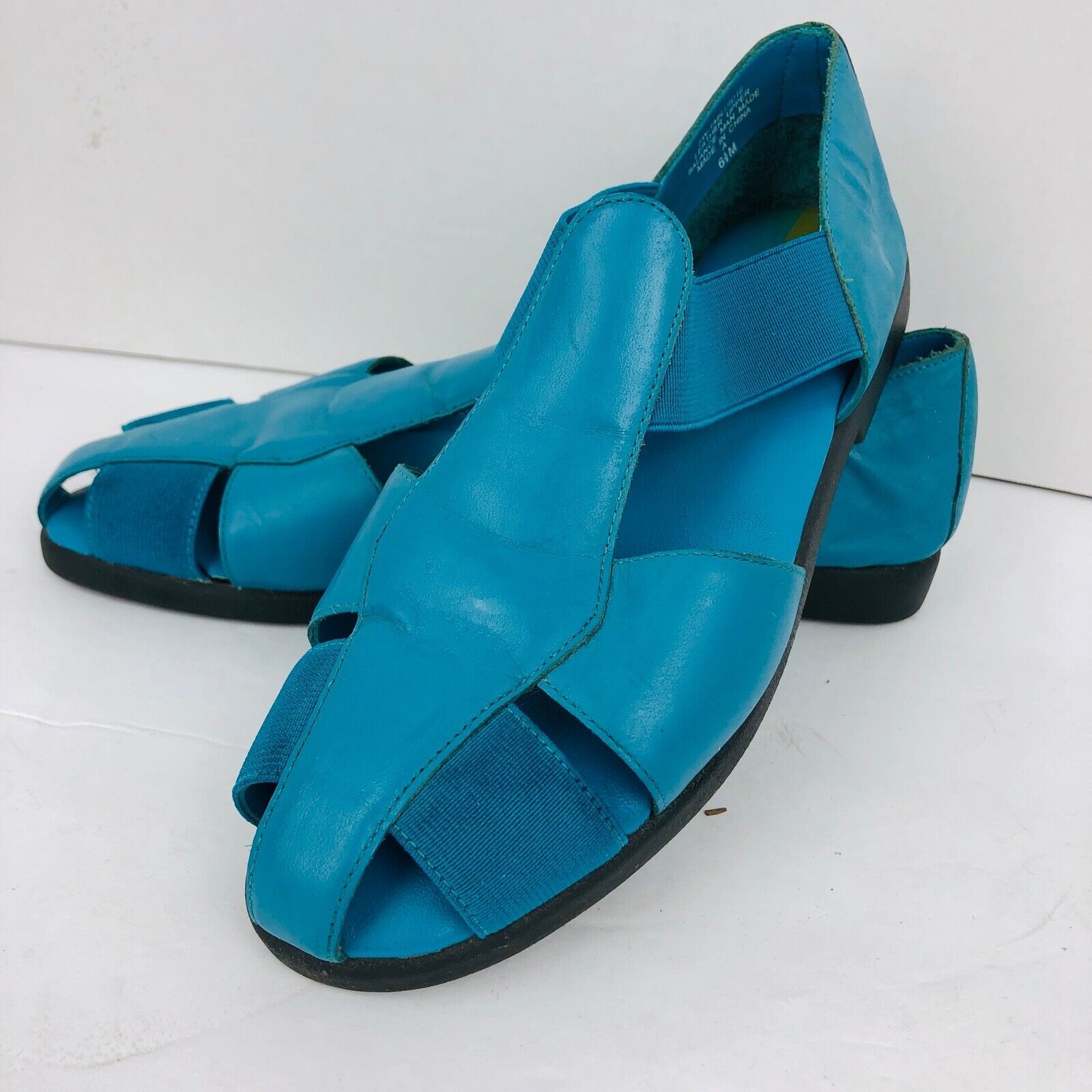 Primary image for Easy Spirit Lite Size 6.5 M Blue Teal Flat Sandal Stretch Shoe Turquoise 