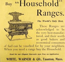 White Warner Household Range 1894 Advertisement Victorian Cooking Heating ADBN1b - £13.08 GBP