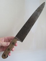 Primitive 1800&#39;s butcher knife antique VERY OLD long 13 1/4&quot; HAND FORGED - £44.83 GBP