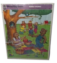 1989 Rainbow Works Frame Tray Puzzle, Family Picnic of Bears  &amp; Cubs 75905-2 - £3.81 GBP