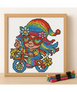 Hippie Bicycle Cross Stitch Pattern – Rainbow Peace &amp; Love Embroidery PDF - $91.64 MXN