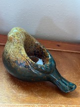 Estate Pretty Mustard Teal &amp; Brown Glazed Ceramic Bird Tea Candle Holder... - £8.89 GBP