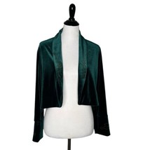 Coldwater Creek Open Front Bolero Jacket Green Velvet Studded Women Size M P - £23.22 GBP
