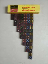 Halsam Double Six Colored Dot Dragon Dominoes No 622 C 28 Pieces 1970s - $15.83