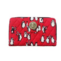 VERA BRADLEY Turnlock &amp; Zip Wallet Playful Penguins Red Clutch - £22.62 GBP
