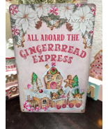 Christmas Vintage Style Shabby Chic Gingerbread Tin Wall Sign - £17.39 GBP