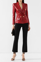Blazer Formal de Cuero de Cordero Genuino Hecho a Mano Diseñador Elegant... - $2,461.72 MXN+