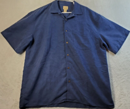 Jos. A. Bank Shirt Men Size XL Blue Modal Short Sleeve Slit Collared Button Down - £16.19 GBP