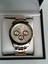 Men goldtone bracelet wrist watch fold-over clasp gift  - $39.99