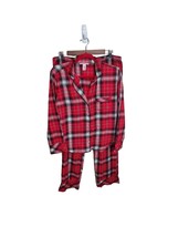 Victoria&#39;s Secret Flannel Pajamas Long Sleeve Shirt Pants Size Small Red Plaid - £23.24 GBP