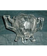 Indiana Glass Footed Glass Sugar Bowl Etched Flower Design Squared Off H... - £7.85 GBP