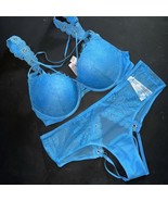 Victoria&#39;s Secret 36DDD BRA SET M,L Cutout Panty Capri BLUE GROMMET ROSE... - $121.84 CAD