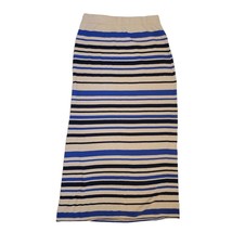 Anthropologie Sparrow Large Knit Maxi Skirt Striped Pullon Cream Blue La... - $28.92