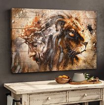 Wonderful lion and Jesus Landscape Gift for Jesus Christ Canvas Wall Art - £18.24 GBP+