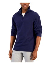 Club Room Men&#39;s Solid Classic-Fit French Rib Quarter-Zip Sweater Navy Blue-2XL - £15.97 GBP