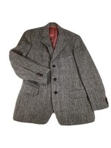 Harris Tweed Blazer Mens Vintage Gray Herringbone/Brown Striped Wool 38-40R USA - £58.07 GBP